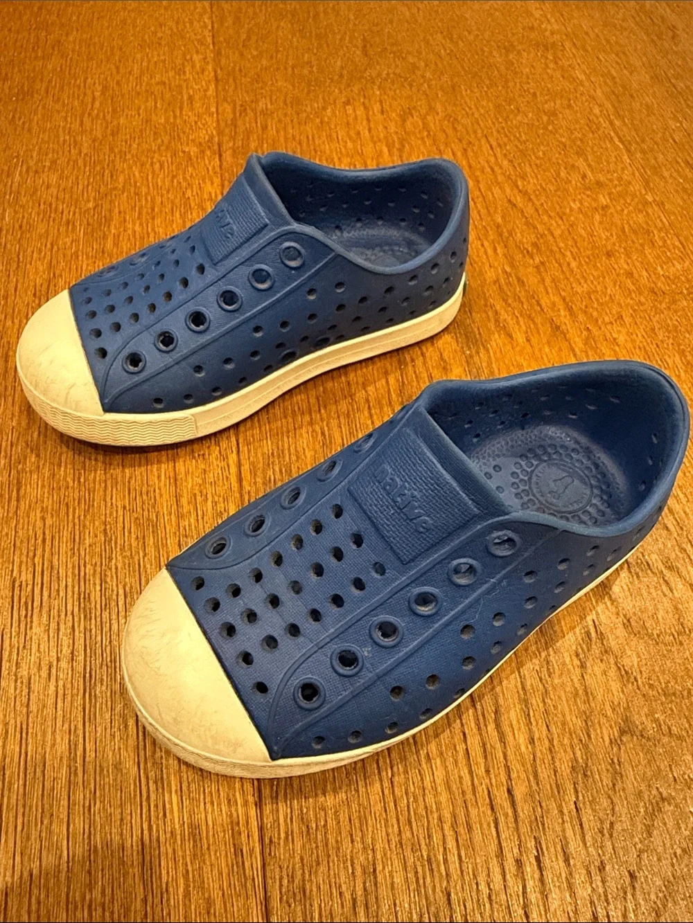Native Kids Slip-On Water Shoes in Blue with White Toe Caps